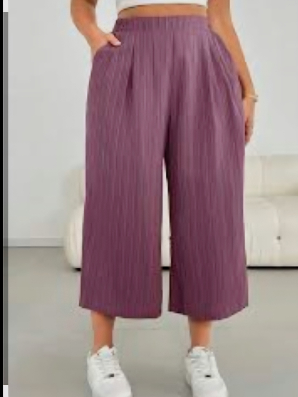 Plum Pleated Capri Wide Leg Pants 2x